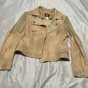 soft tan jacket with gold embellishments